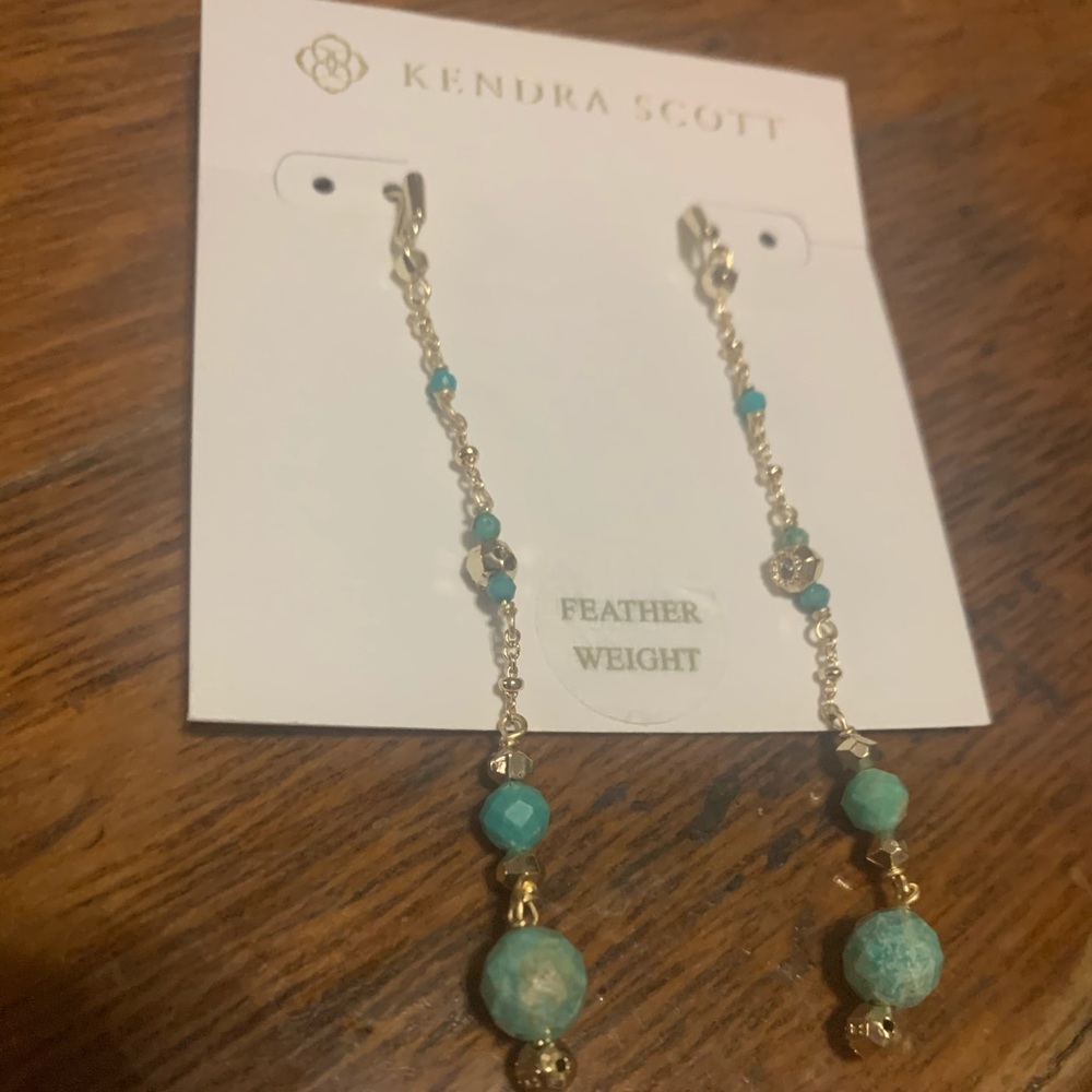 Kendra Scott gold/turquoise dangle earrings